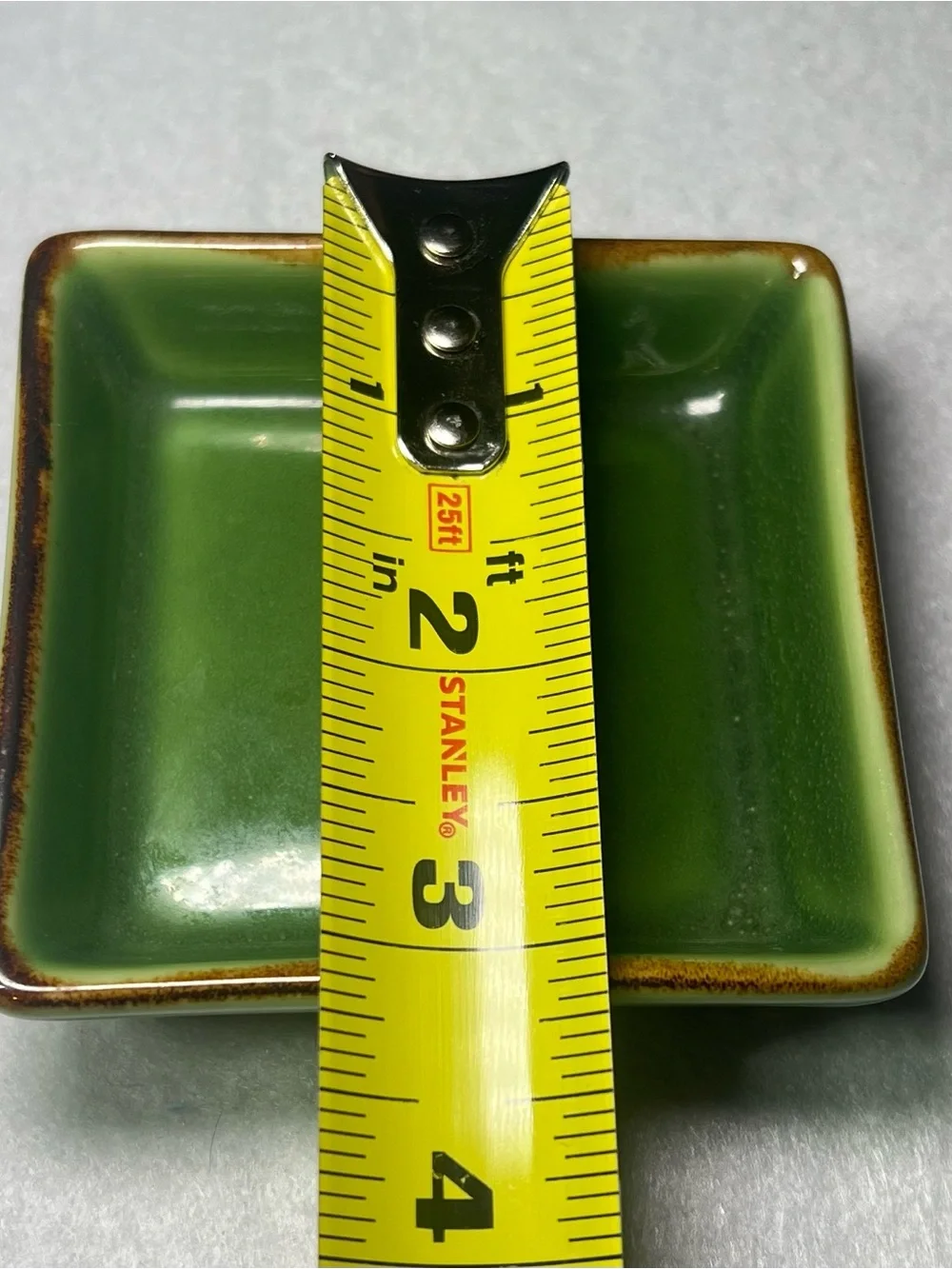 Pottery Barn Set of  2 Asian Square Jade Green Plate & Sauce Dipping Dish, Japan
